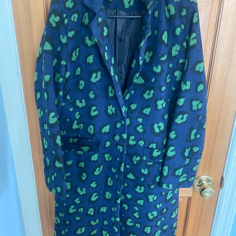 Brave Soul Teddy Jacket Blue and Green with Notched Lapel